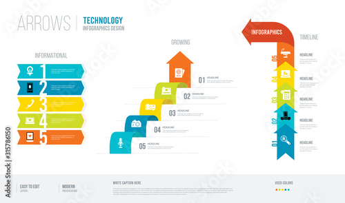 arrows style infogaphics design from technology concept. infographic vector illustration