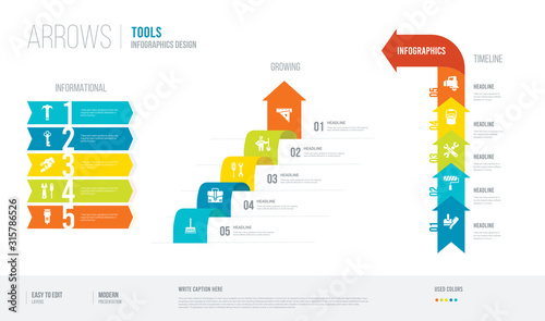 arrows style infogaphics design from tools concept. infographic vector illustration photo