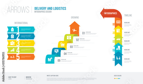 arrows style infogaphics design from delivery and logistics concept. infographic vector illustration