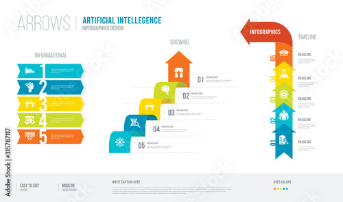 arrows style infogaphics design from artificial intellegence concept. infographic vector illustration