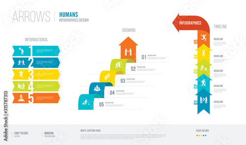 arrows style infogaphics design from humans concept. infographic vector illustration