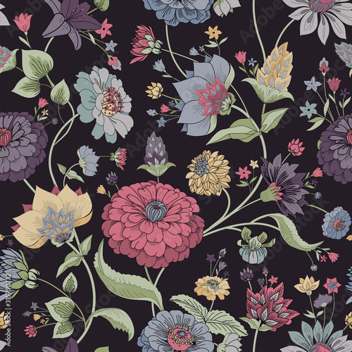 Floral seamless original pattern in vintage paisley style