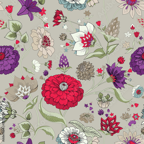 Floral seamless original pattern in vintage paisley style