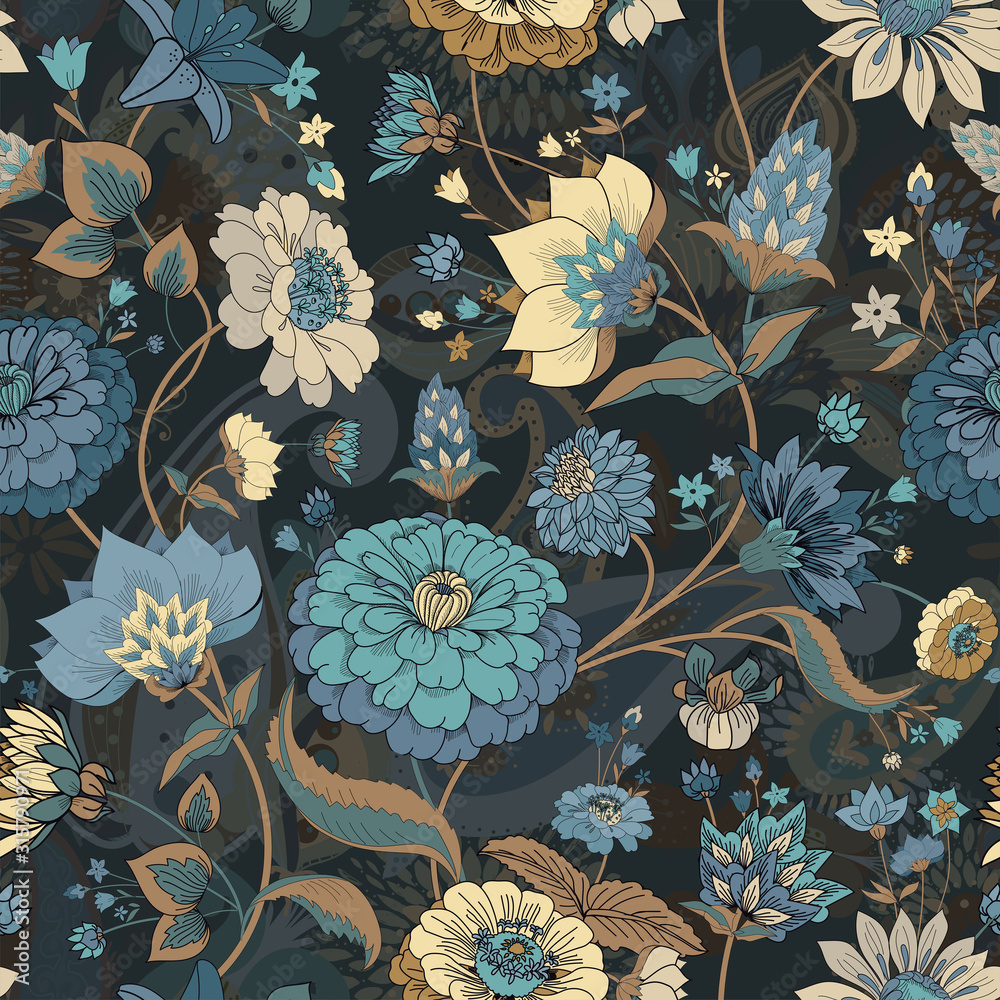 Floral seamless original pattern in vintage paisley style Stock Vector ...