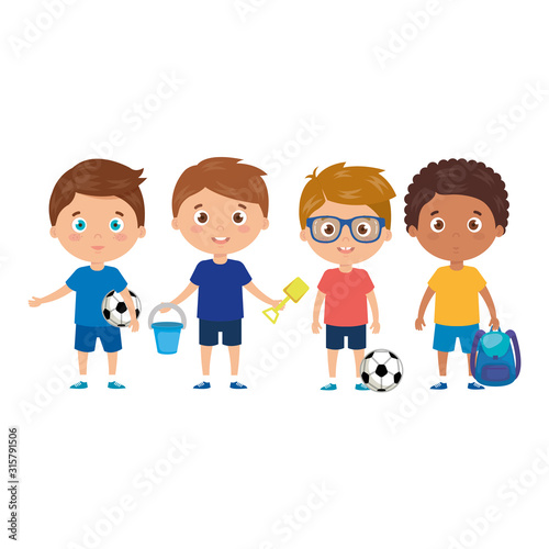 scene of boys standing on white background