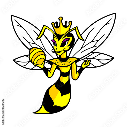 Queen Bee Cartoon With Crown