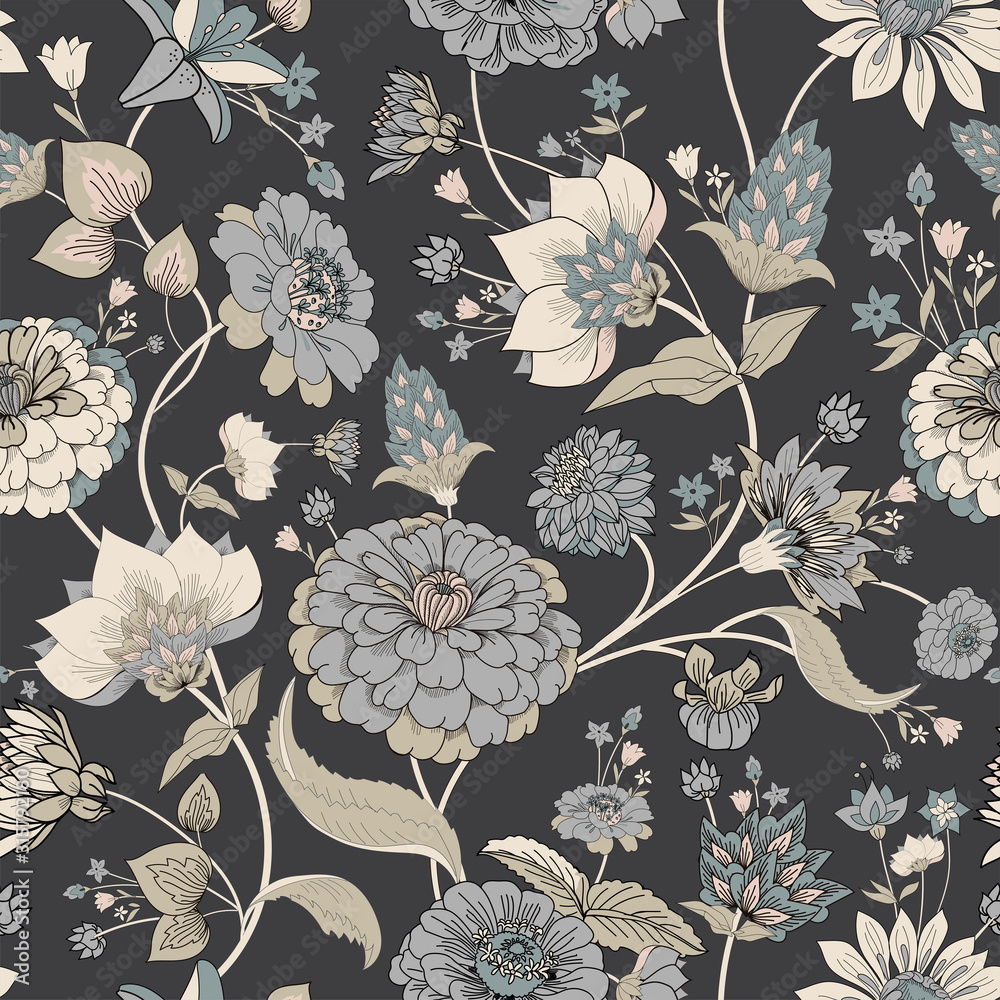 Fototapeta Floral seamless original pattern in vintage paisley style
