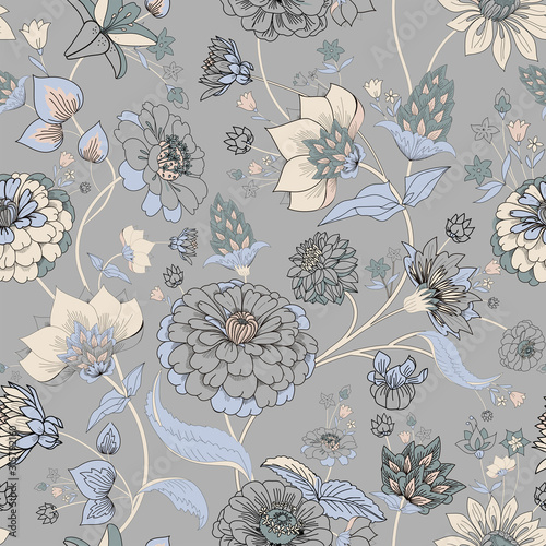 Floral seamless original pattern in vintage paisley style