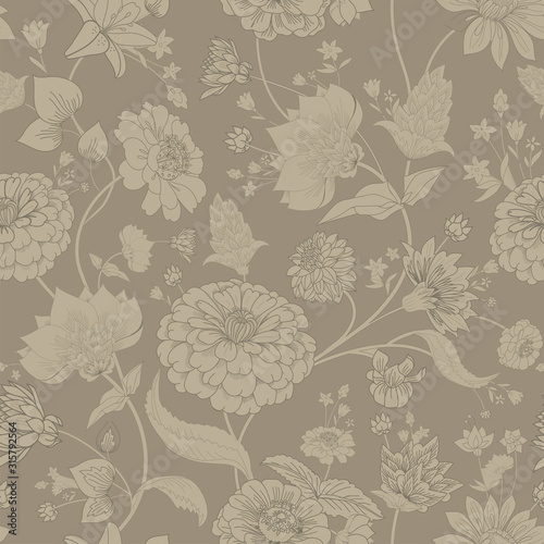 Floral seamless original pattern in vintage paisley style.