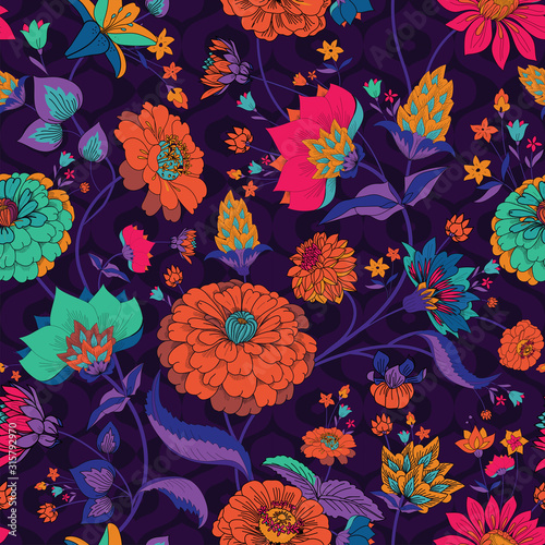 Floral seamless original pattern in vintage paisley style