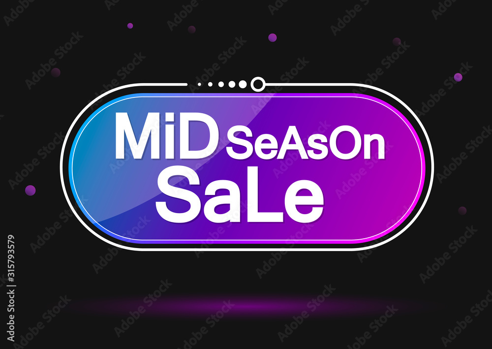 Fototapeta premium Mid Season Sale tag design template, discount banner, vector illustration