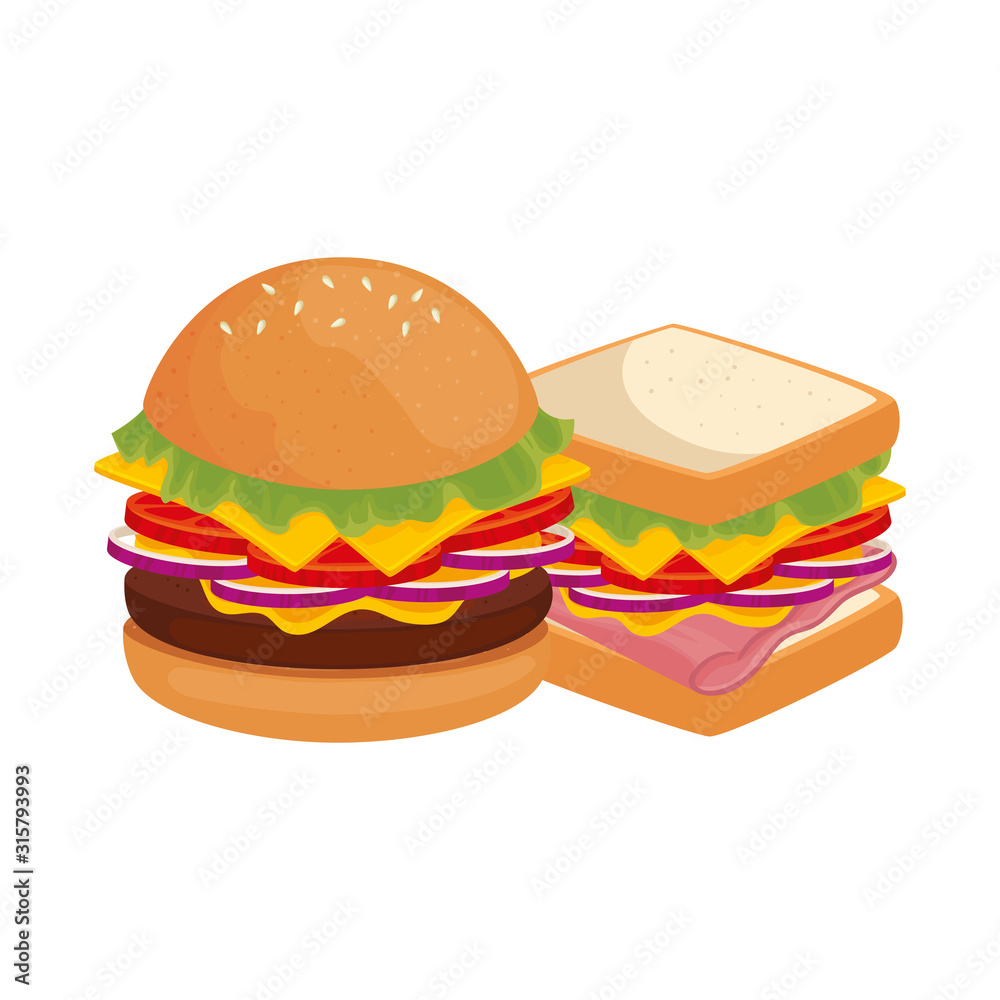 delicious burger with sandwich fast food icon delicious burger with sandwich fast food icon
