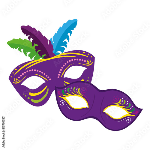 Isolated mardi gras masks vector design