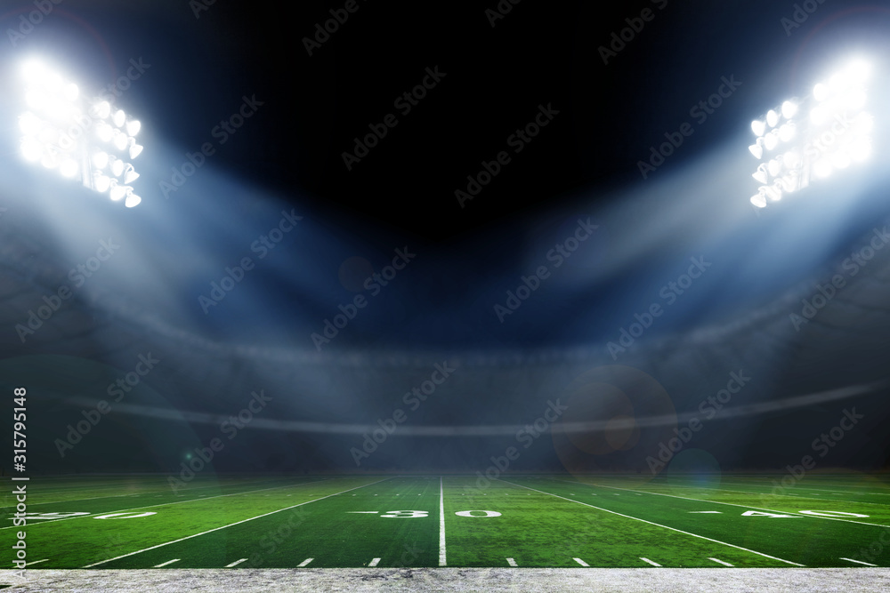 Naklejka Stadion futbolu amerykańskiego z jasnymi światłami