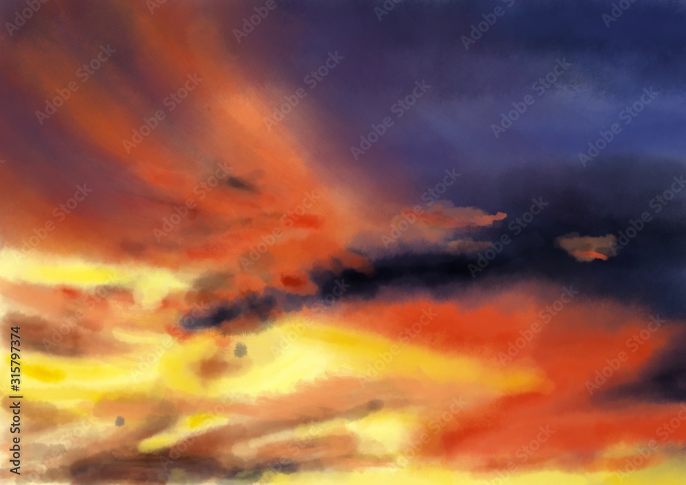 Watercolor Evening sky