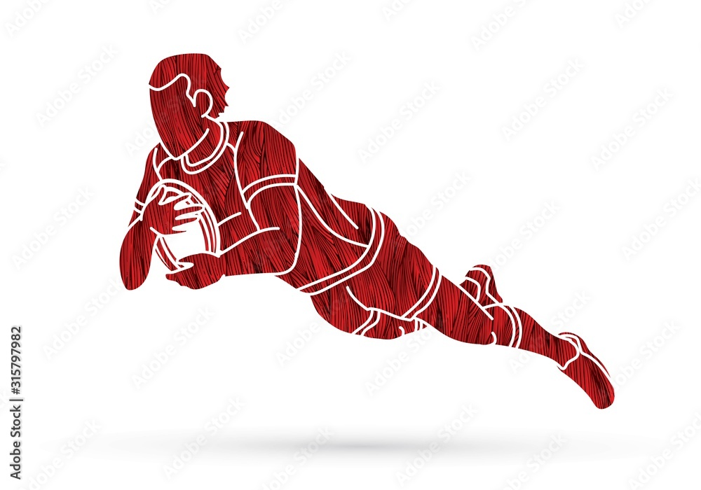 Rugby player action cartoon sport graphic vector. Stock Vector | Adobe Stock
