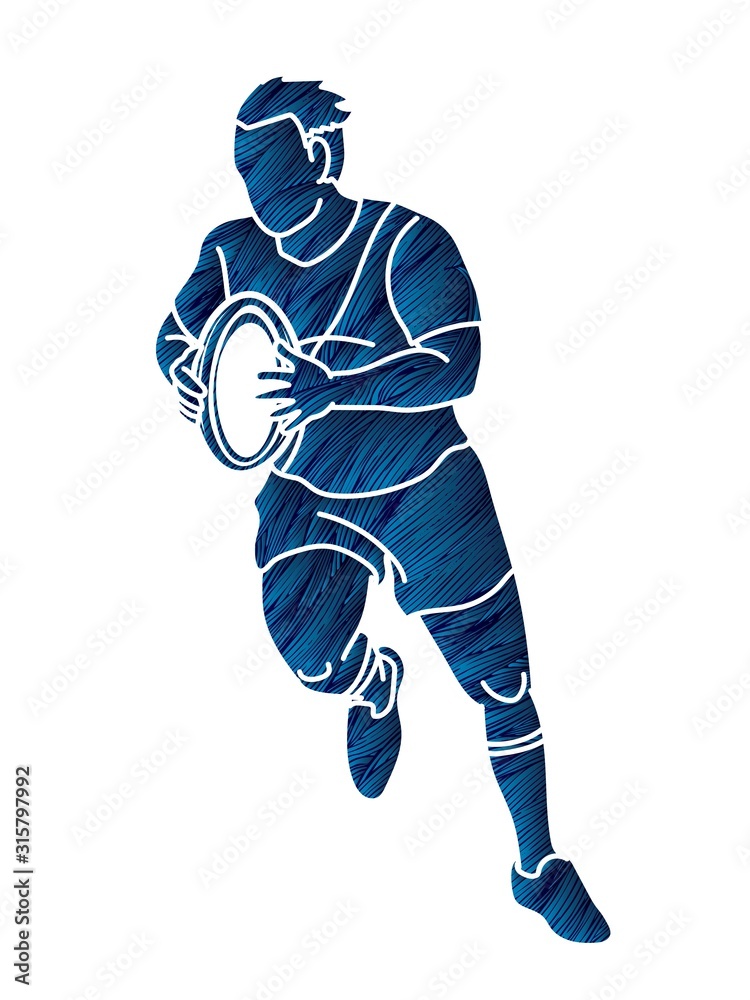 Rugby player action cartoon sport graphic vector. Rugby player action cartoon sport graphic vector.