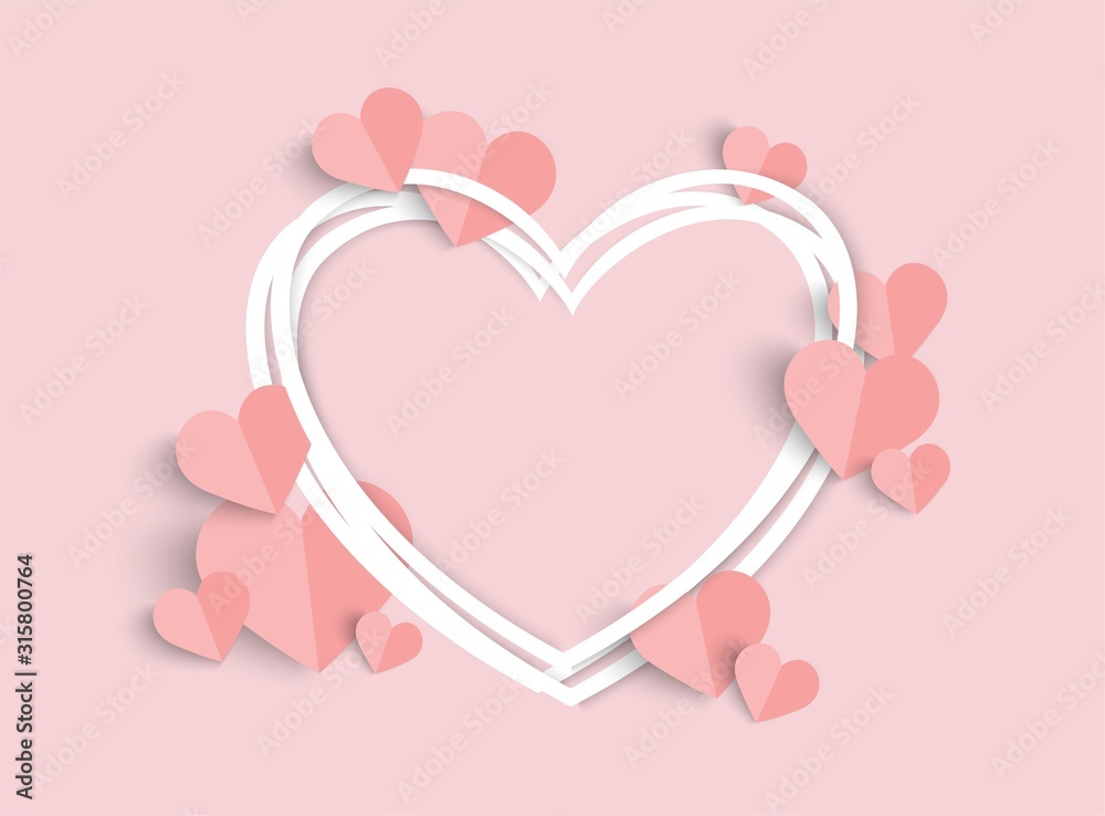 Valentines day pink with heart shape