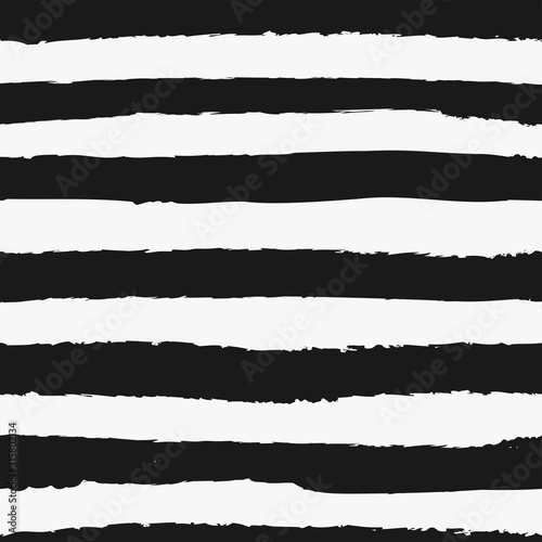 Universal unisex black and white seamless repeat pattern with grunge torn texture jagged vector cabana stripe