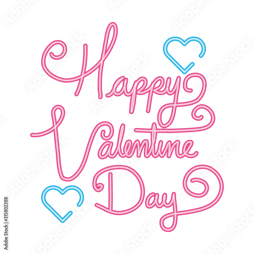 happy valentines day lettering with hearts decoration