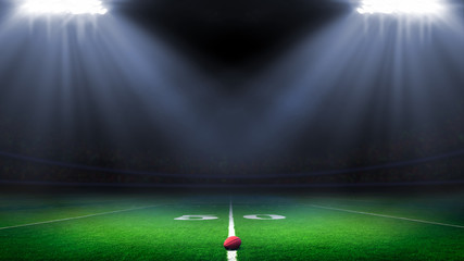 American football stadium with bright lights, sports background