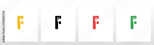 Fork On Letter Logo Design F