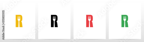 Fork On Letter Logo Design R