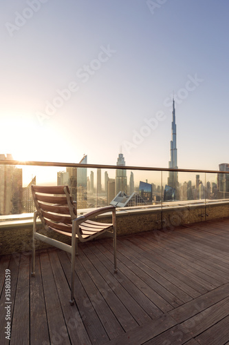 Balcony of Modern Hotel in Dubai UAE.  © Eugene