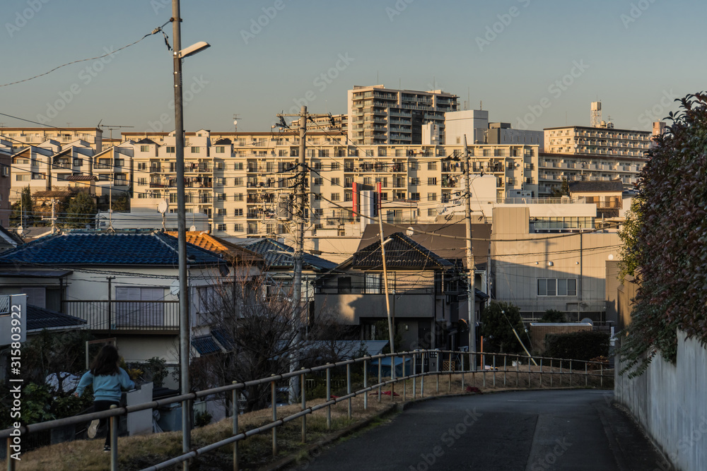 Townscape of suburban residential area in Japan