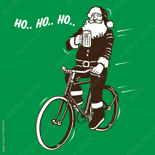 Santa Claus Drink Beer & Riding Bike