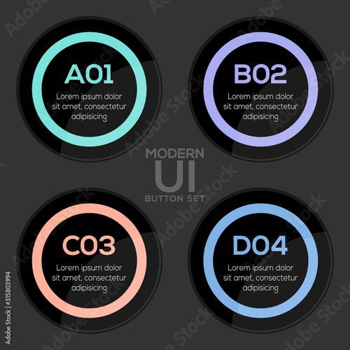 Wallpaper Mural Modern user interface circle button set in Dark style Torontodigital.ca