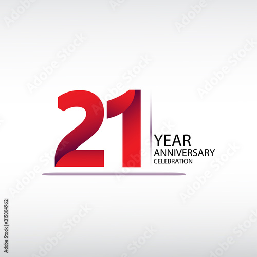 21 years anniversary celebration logotype. anniversary logo with red, vector design for celebration, invitation card, and greeting card