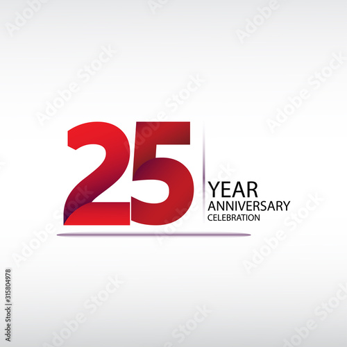 25 years anniversary celebration logotype. anniversary logo with red, vector design for celebration, invitation card, and greeting card