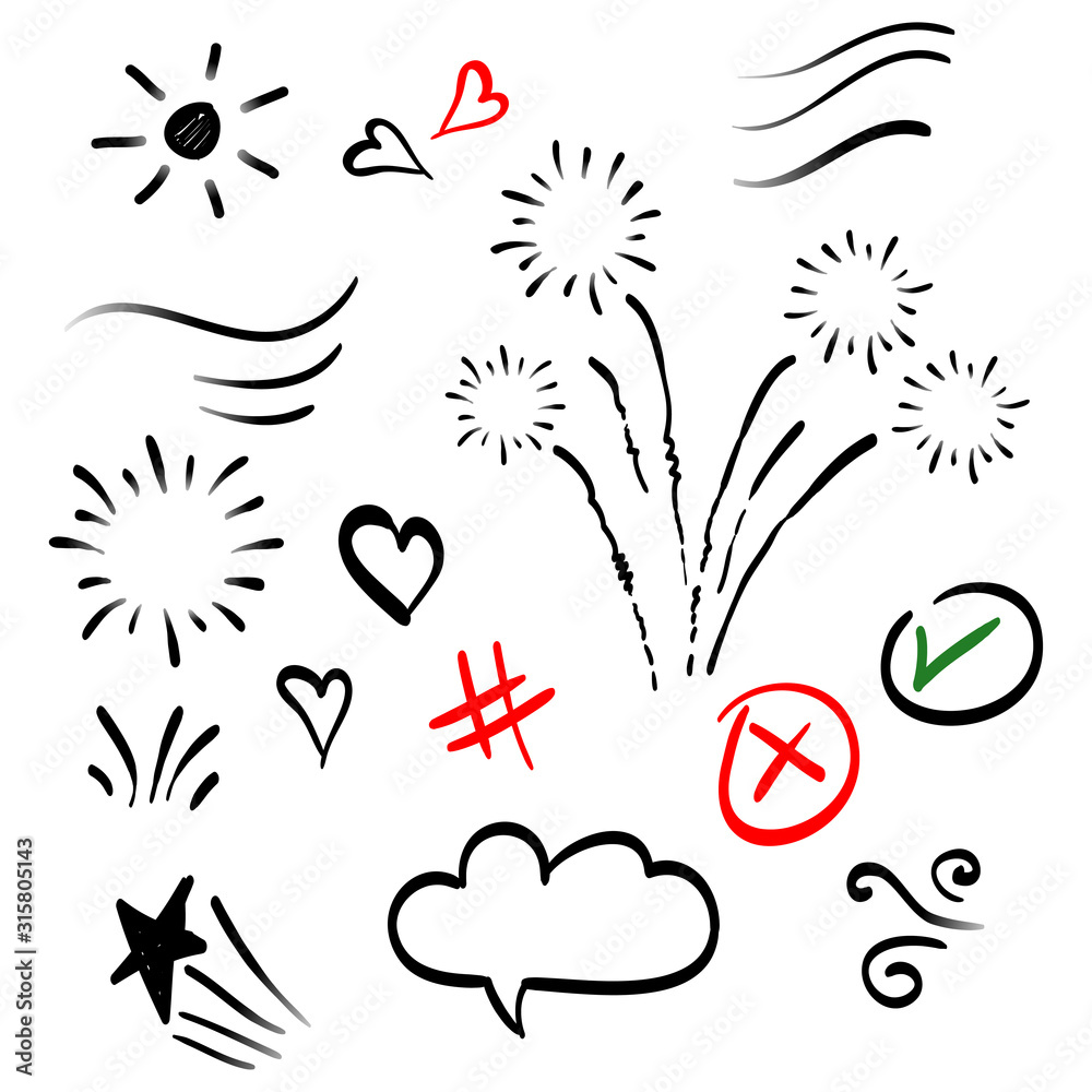 Fototapeta premium Vector hand drawn collection of design element. Doodle abstract illustration. use for concept design