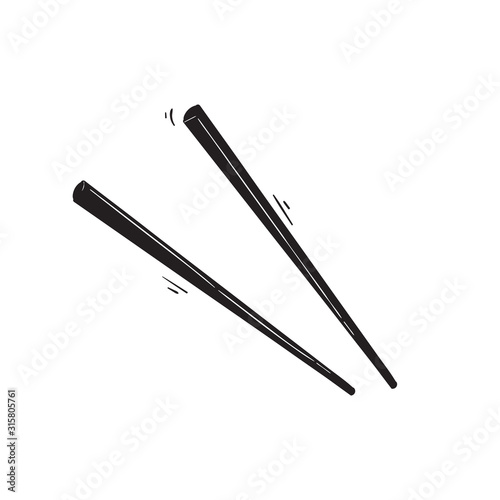 hand drawn asian chopstick. japanese and chinese food stick illustration.doodle