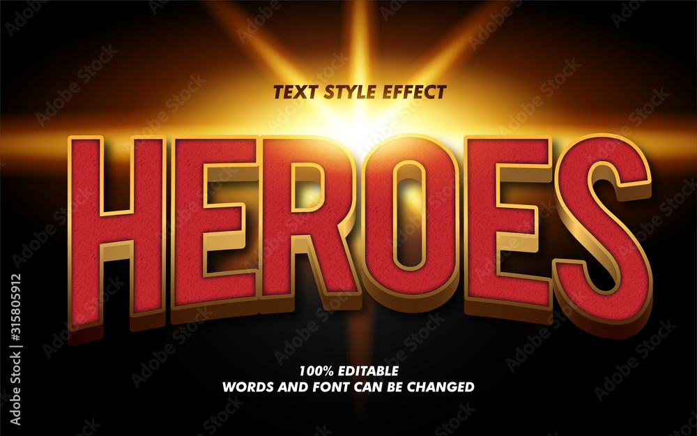 Plakat Modern Heroes 3D Bold Text Style Effect