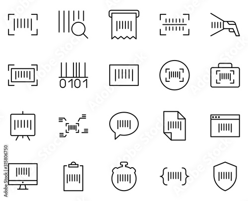 Barcode line icon set
