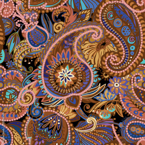 Original traditional oriental vintage paisley pattern in a modern version.