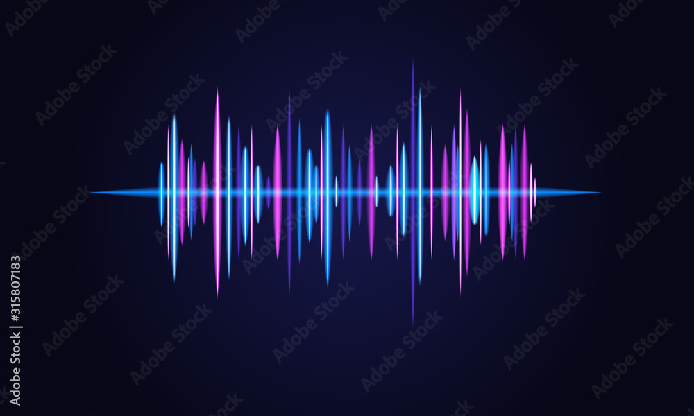 Soundwave vector abstract background. Music radio wave. Sign of audio digital record, vibration, pulse and music soundtrack.