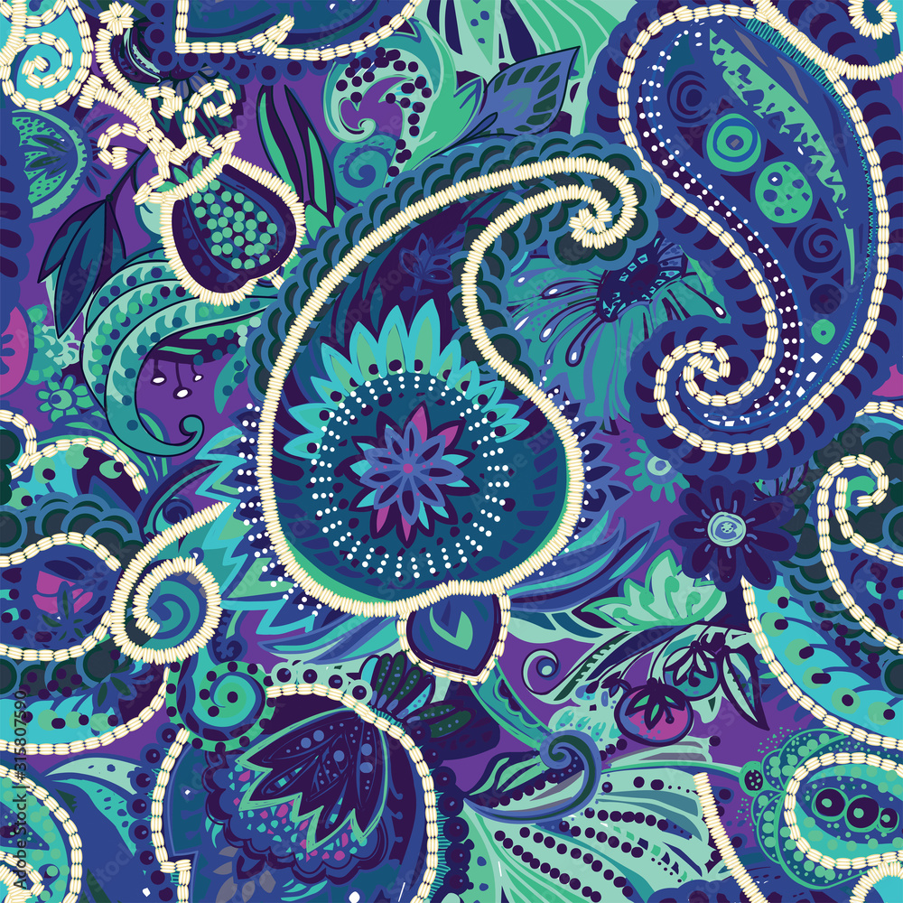 Fototapeta premium Original traditional oriental vintage paisley pattern in a modern version.