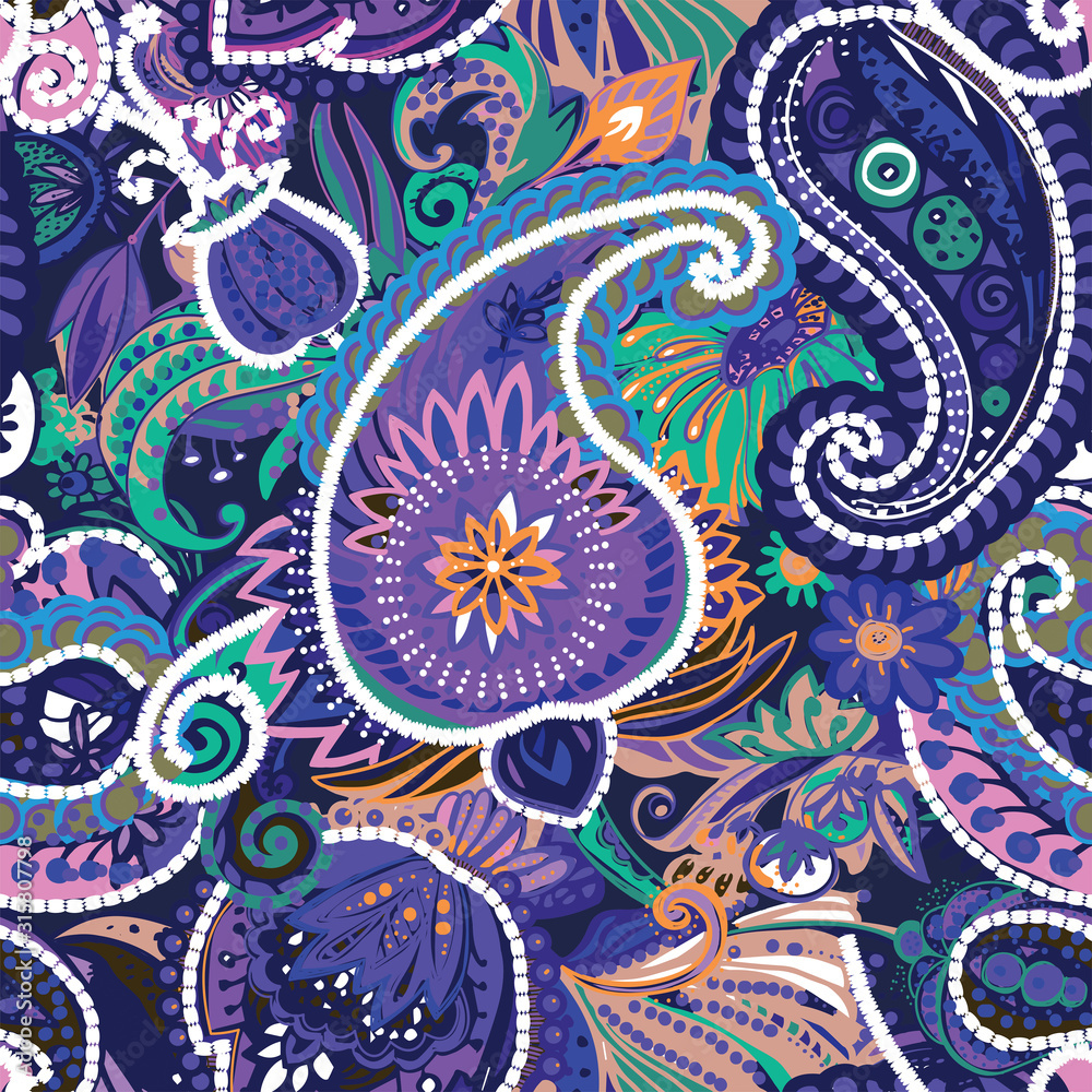 Fototapeta premium Original traditional oriental vintage paisley pattern in a modern version.