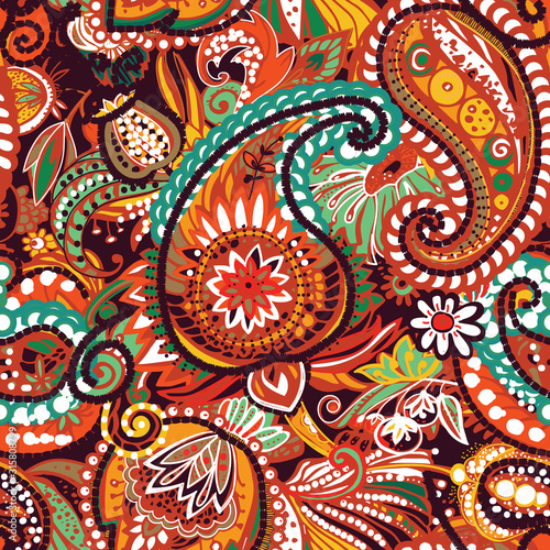 Original traditional oriental vintage paisley pattern in a modern version.