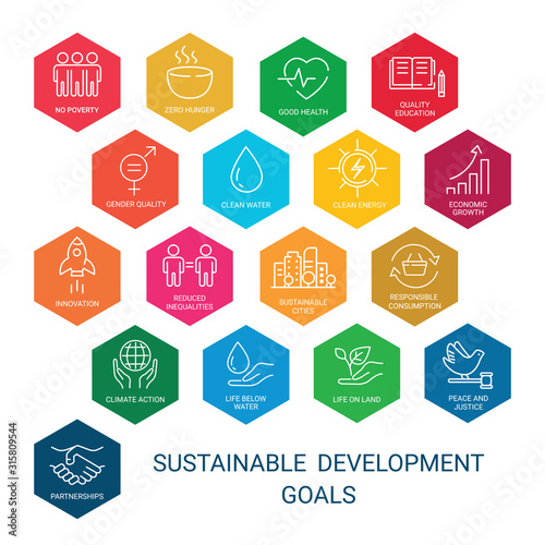 Icons Set .Sustainable Development Goals. 