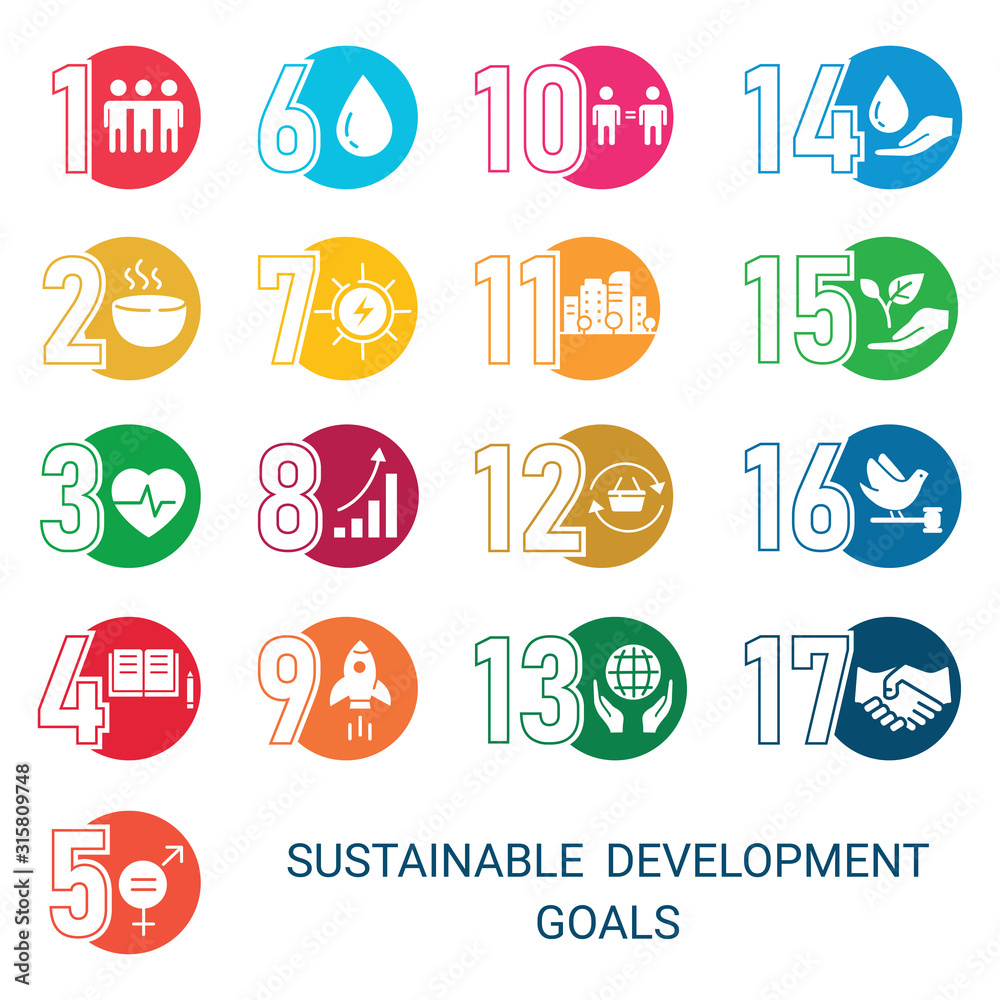 Icons Set .Sustainable Development Goals. 