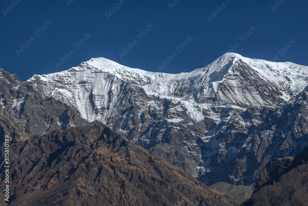 Snow Covered Peaks and Barren Hills of the Himalaya Mountains