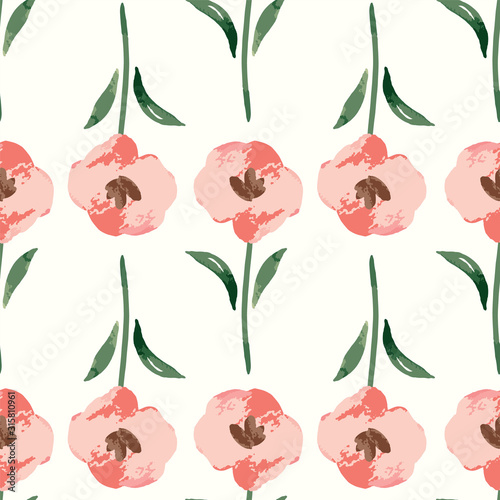 Vector Watercolor Spring Flower seamless background pattern
