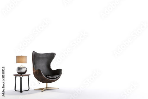 the modern furniture in white studio.