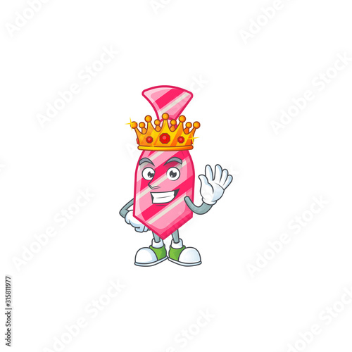 A stunning of pink stripes tie stylized of King on cartoon mascot style