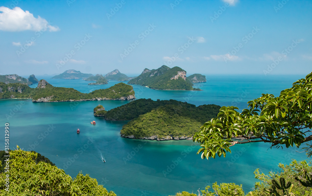 Beautiful top view of the tropical islands. Ang Thong National Marine Park