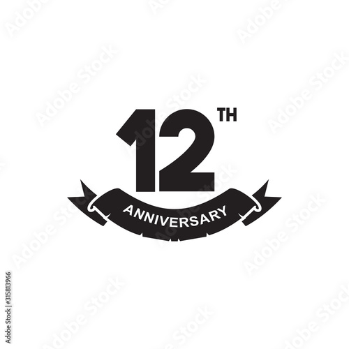 12th year anniversary emblem logo design vector template